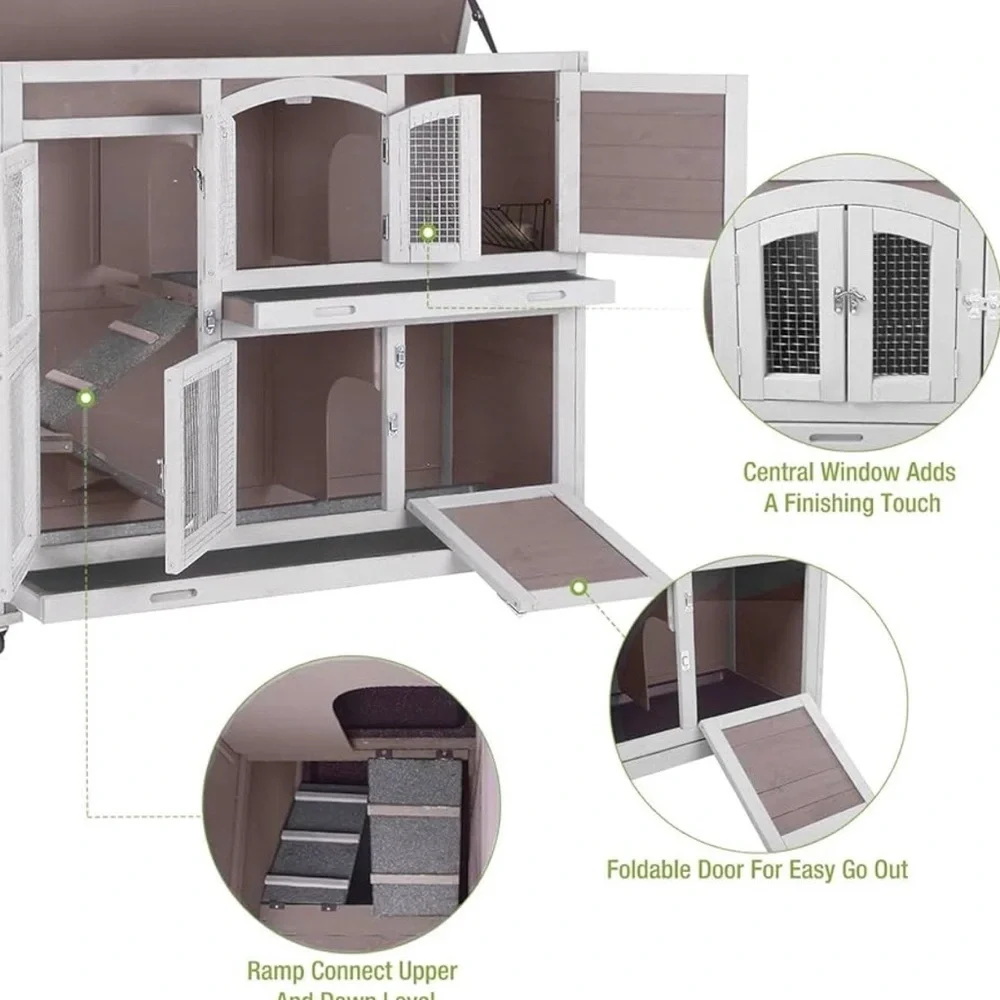 White and Brown Small Pet Hutch